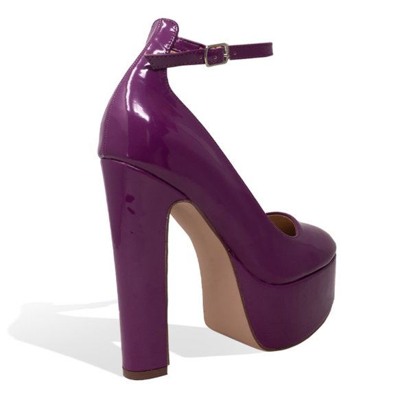 Women’s Chunky Block Heel Platform Heels with Ankle Strap - Picture 3 of 4
